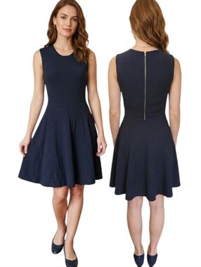 AKRIS PUNTO Jacquard Button Pop Sleeveless Fit & Flare Dress - Size 14